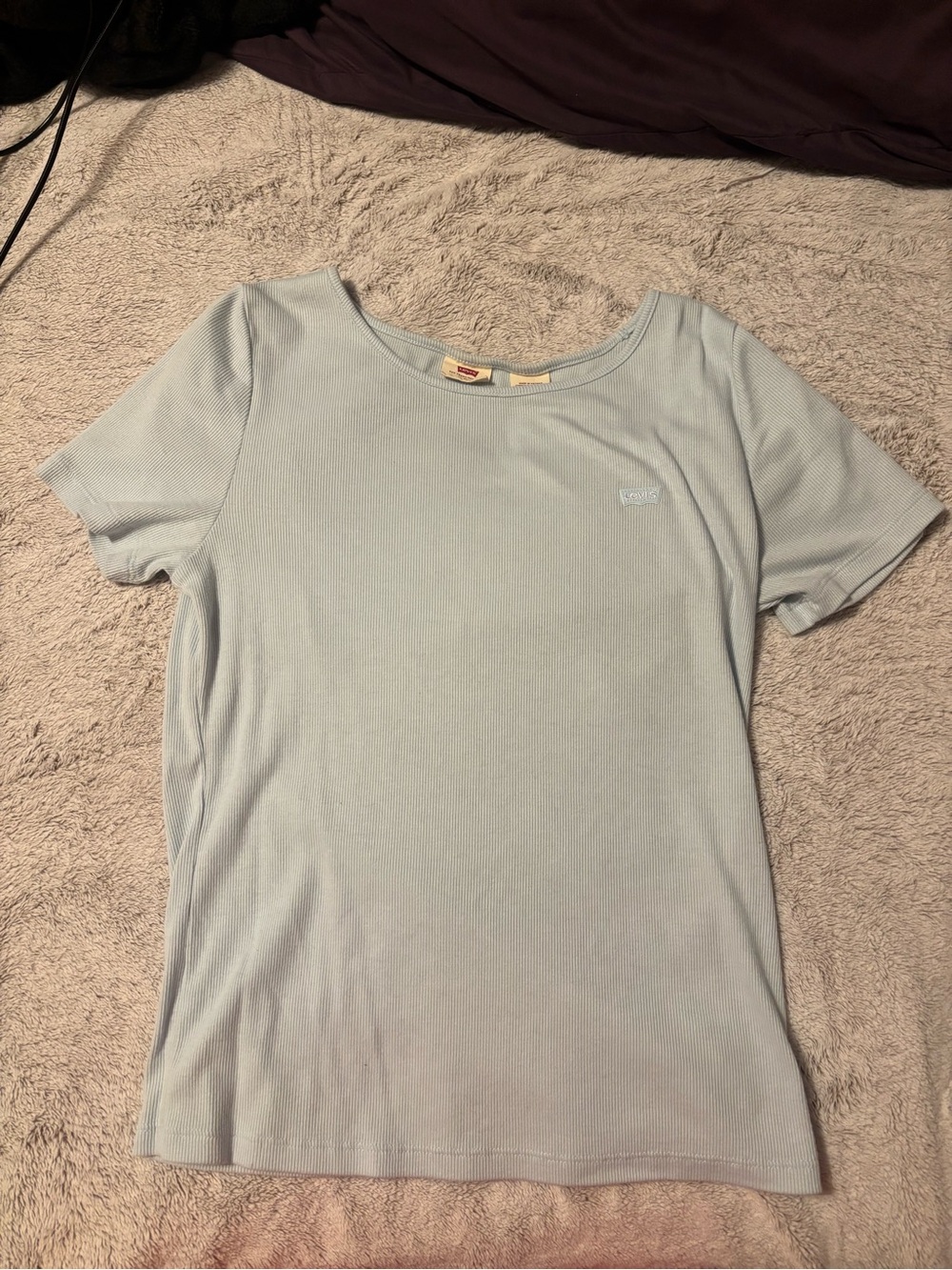 Levi's Pale Blue Ribbed Short Sleeve Tee